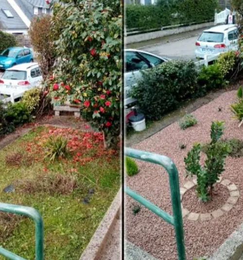 Avant et après l'aménagement d'un jardin par Jardin du coin
